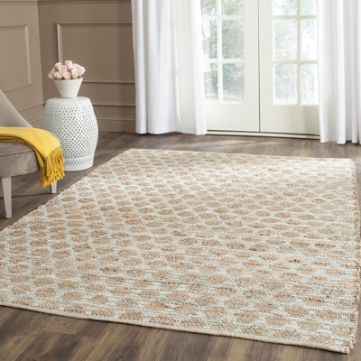 Arria Hand Woven Jute/Cotton Geometric Rug in Grey/Natural