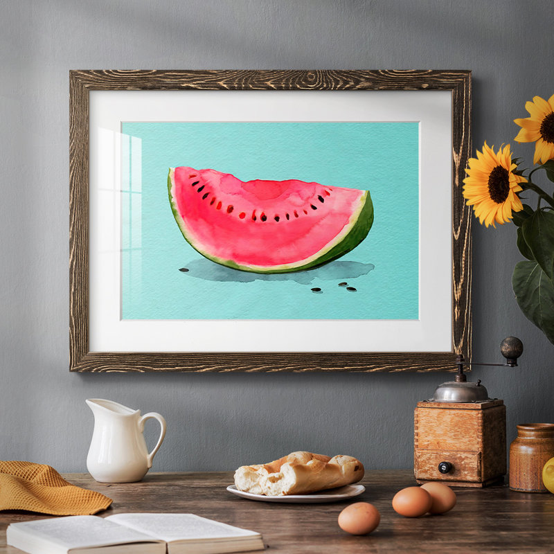 Summer Watermelon I - impression d'un seul cadre photo, Noyer, H 28 po x l 42 po x P 1,5 po