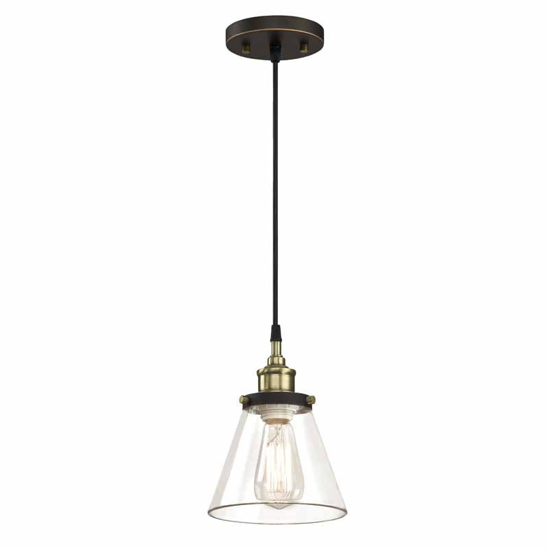Pendant Lighting Fixture with Oil Rubbed Bronze and Brass