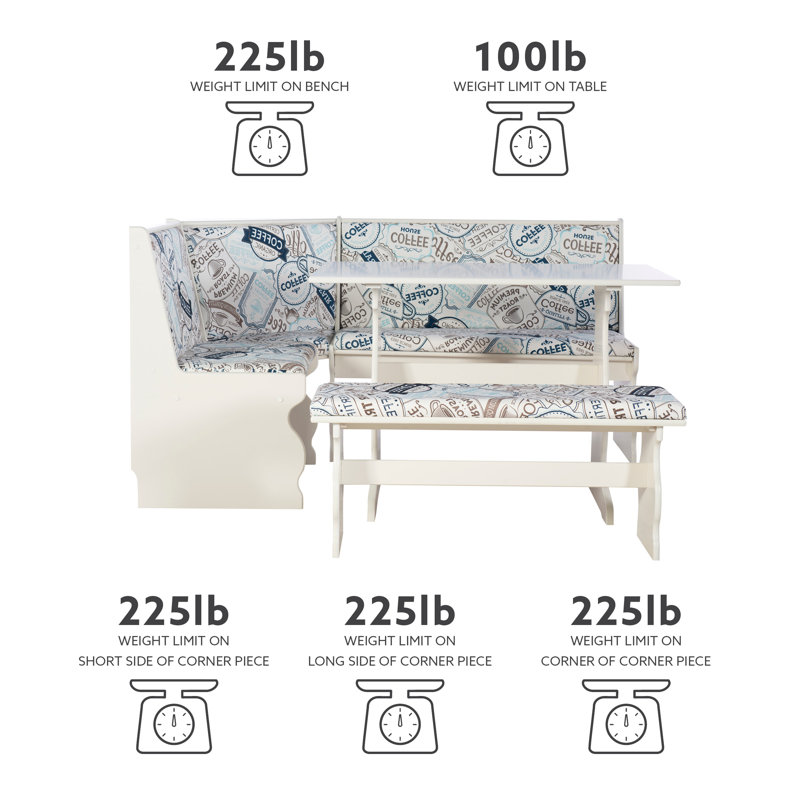 Olivia 3 - Piece Upholstered Trestle Breakfast Nook Dining Set with Coffee Print