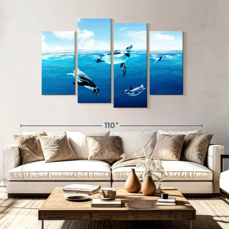 Brampt Penguins Underwater, 54" H x 84" W