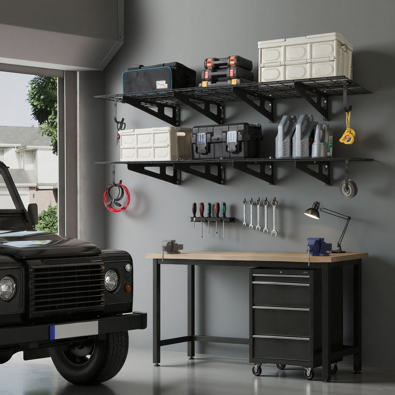 181 cm W Steel Wall Mounted Shelving Unit