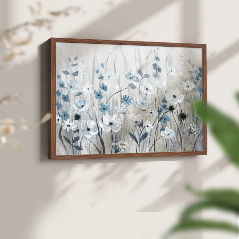 Blue Meadow Field -Framed Print - Restickable