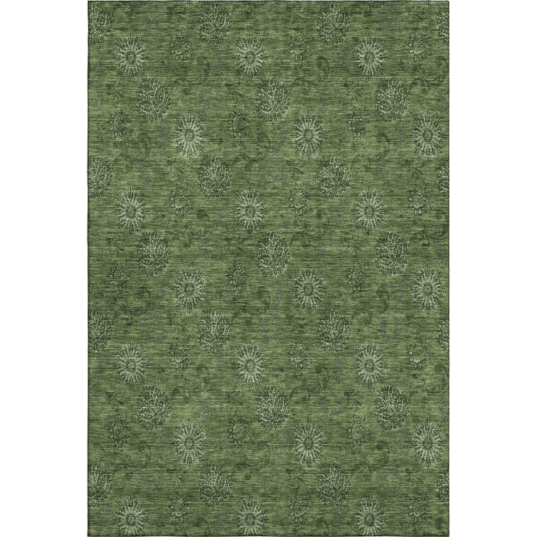 Premium Machine Washable Prisco Olive Rug