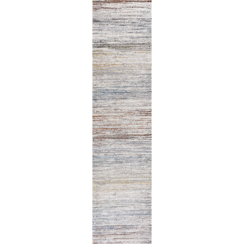 Whitbyston Loom Modern Strie' Gray/Blue/Orange Rug, Runner 2' x 8'