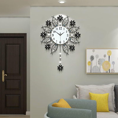 Grande horloge murale en verre cristal de 22 pouces, surdimensionnée, silencieuse, moderne, à pile, pour le salon, la cuisine, la chambre à coucher