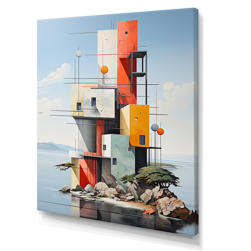 «Ocean De Stijl Lansdcape» sur toile, H 44 po x l 34 po x P 1,5 po, Toile tendue