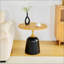 Table d'appoint circulaire de 23,6 pouces, table de salon à base en métal avec grain de bois, décoration moderne simple pour la maison et le bureau-521594494