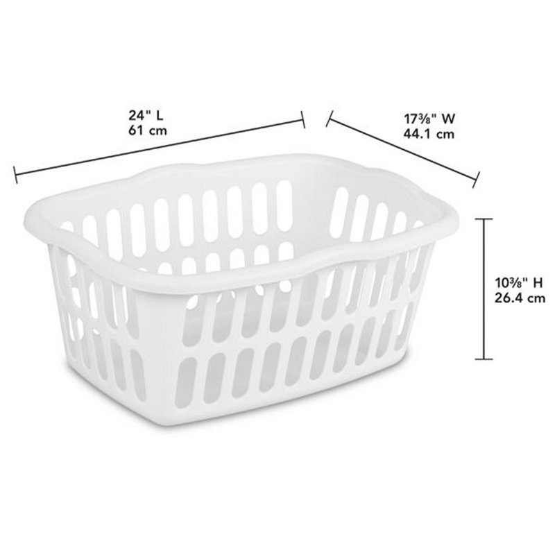 Sterilite 1.5 Bu Rectangular Laundry Basket, Classic Design to Carry Clothes to Laundry Room