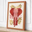 Elephant with Botanical Frame Mid-Century 1 Piece Wrapped Canvas Wall Art-1109050979-1109050987