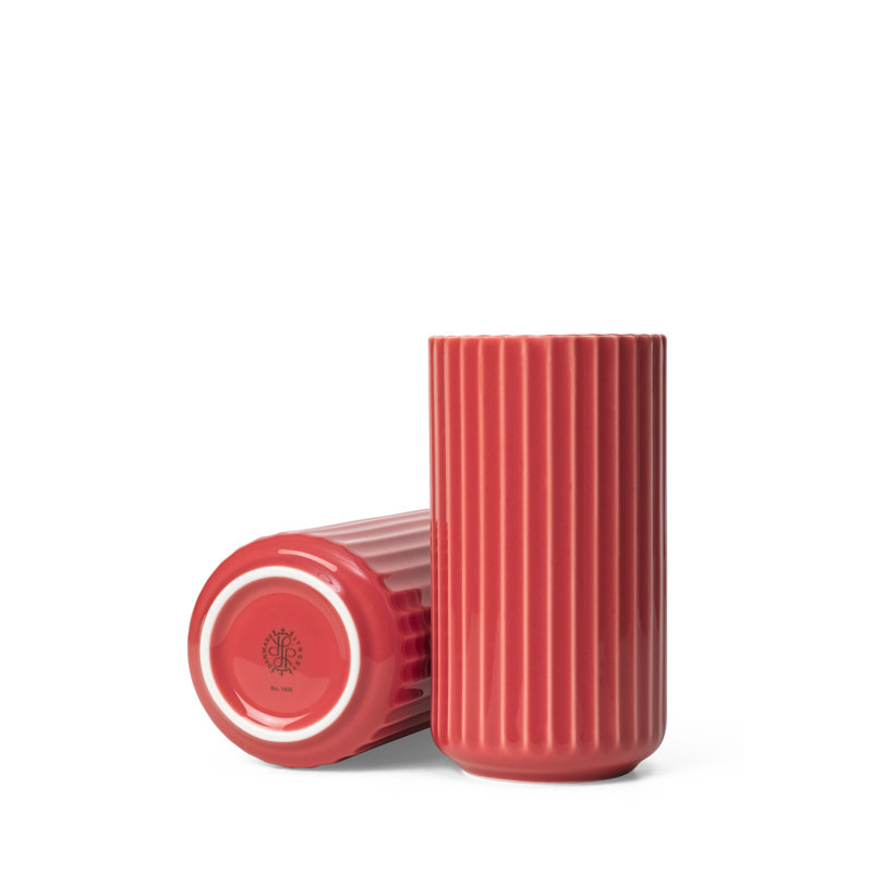 Lyngby Ceramic / Porcelain Table Vase, Red, 6.1" H x 3.3" W x 3.3" D