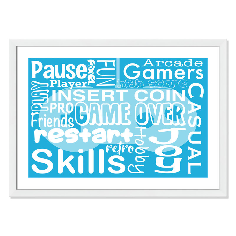 Décoration murale Juvenile Gaming, H 24,5 po x l 34,5 po x P 0,63, Cadre blanc