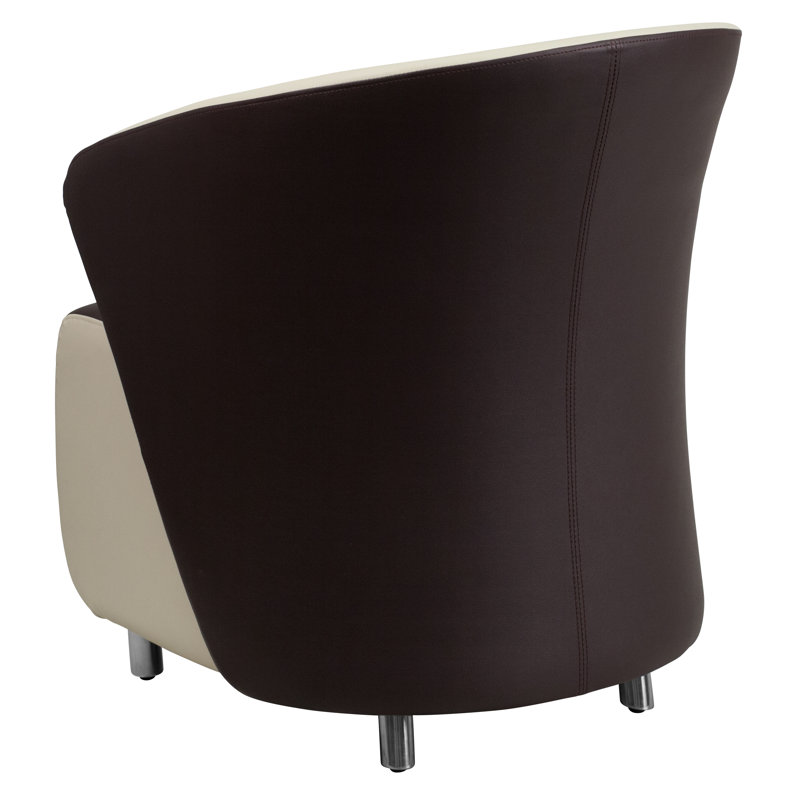 Méridienne incurvée NavS LeatherSoft, Brun foncé / Beige