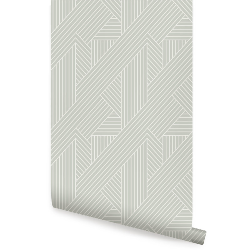 Carrelage de papier peint Williamstown, Sauge, beige, L 2 pi x L 18 pi