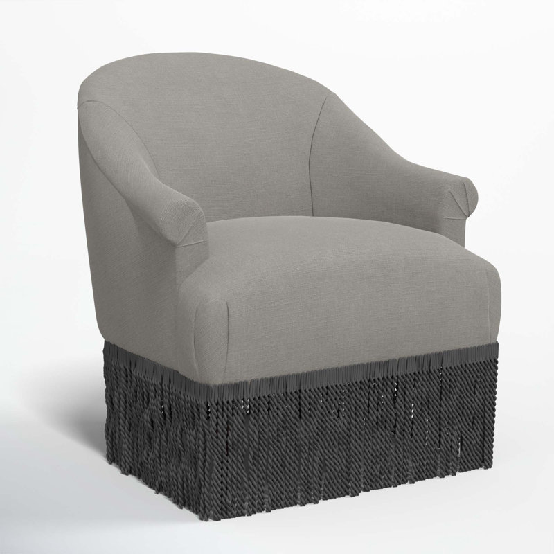 Fauteuil à oreilles Callie, Noir, Lin classique gris