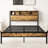 Full Bed Frame With Storage & Charging Station, Metal Wood, Noise-, Black, No Box Spring Required, Easy Assembly Platform Headboard Electrical Sockets, Size, Stable, Required-101149727