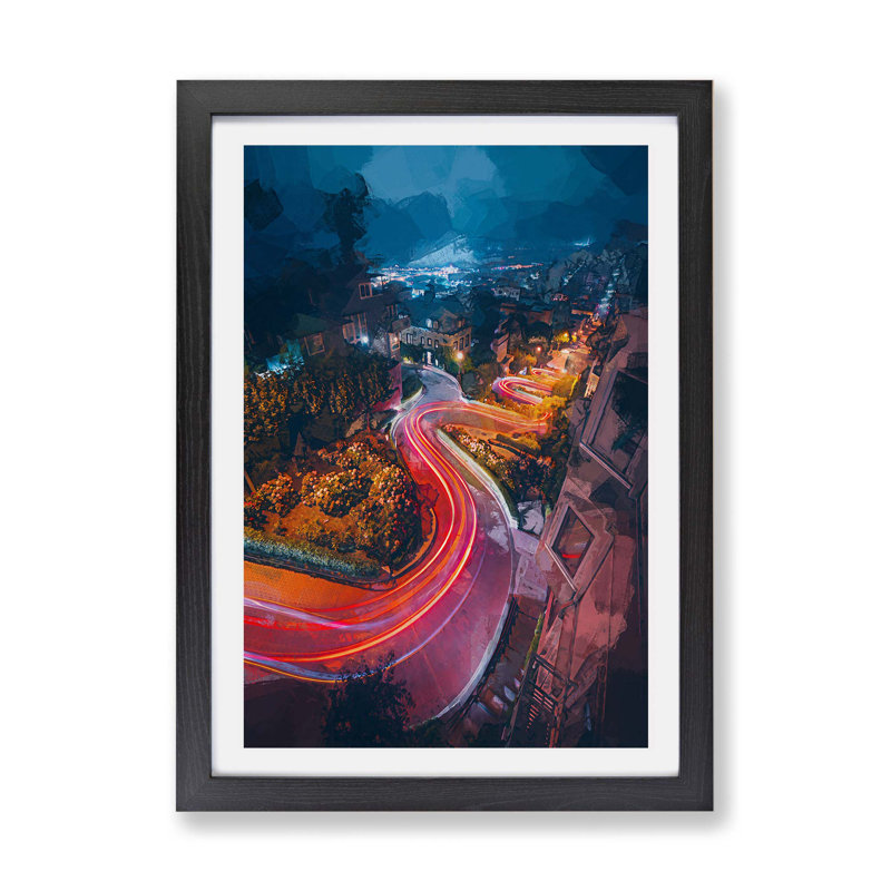 Top of Lombard Street in San Francisco - Framed Print, 45cm H x 63cm W x 2cm D, Black