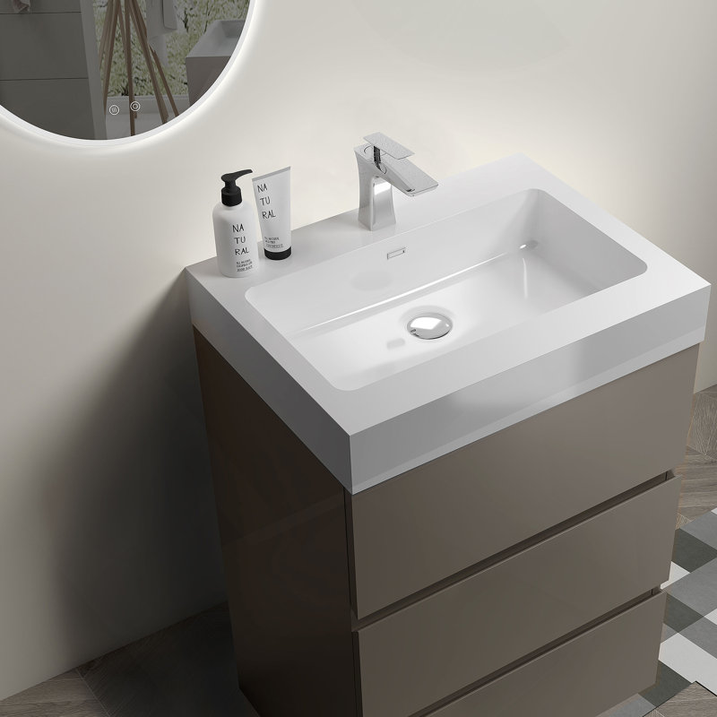 Meuble-lavabo autoportant avec grand lavabo et rangement