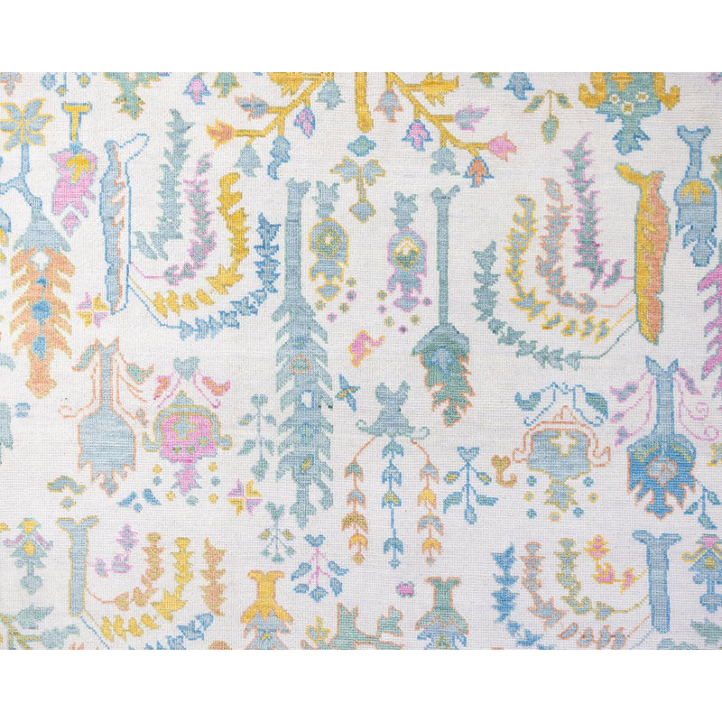 Flora Hand Knotted Wool Floral Area Rug, Rectangle 10' x 14'