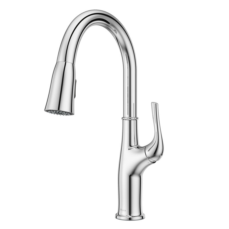 Robinet de cuisine rétractable en chrome poli à une poignée Pfister Highbury, Chrome poli