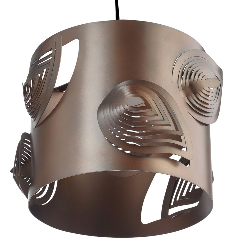Solid Metal Easy Fit Lamp Shade With Laser Cut Leaves By , Brown