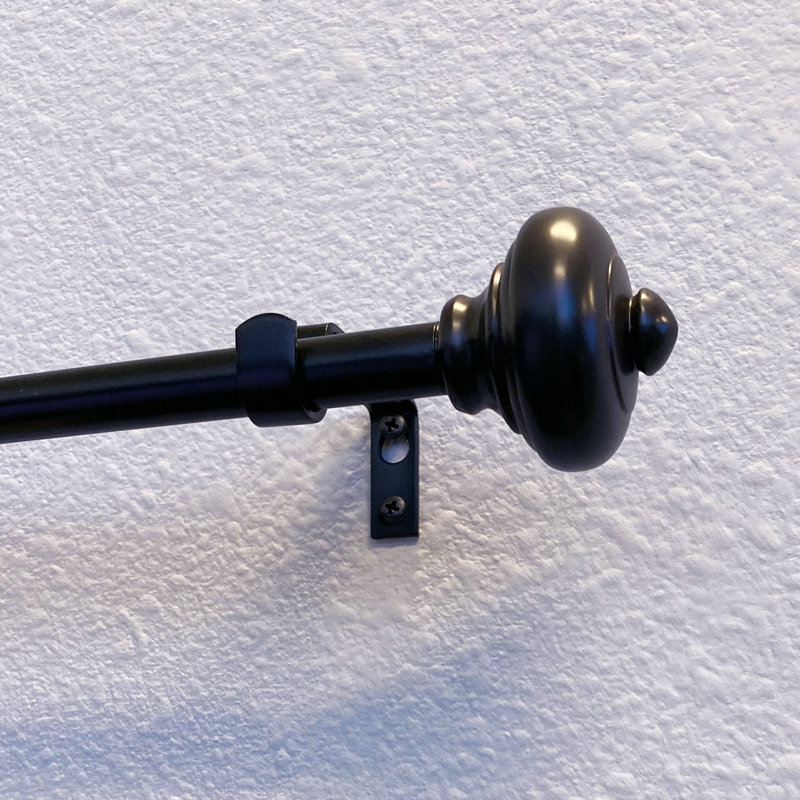 Madyson Metal Adjustable Single Curtain Rod, 2" H x 48" W x 4" D, Black