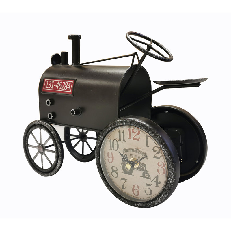 Tracteur rétro avec horloge double face