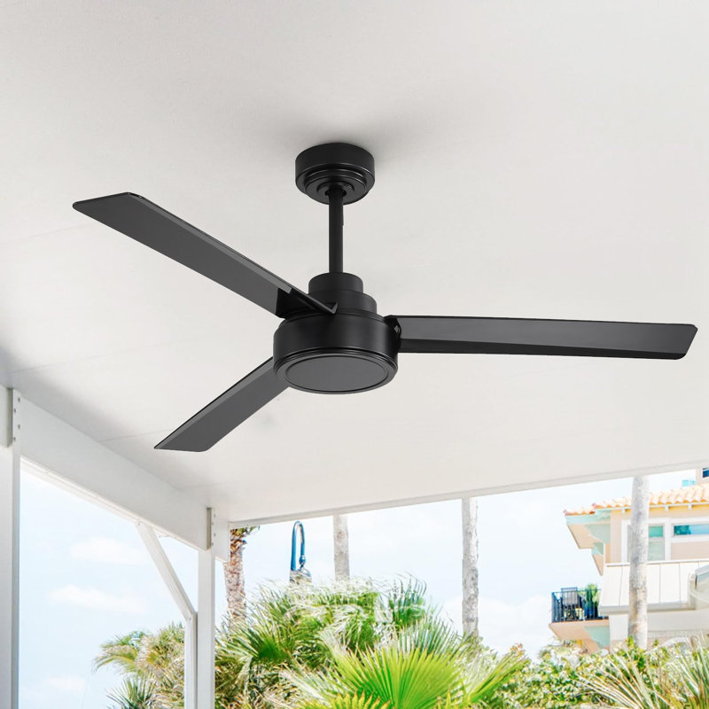 52" Ceiling Fan Without Light, 3 ABS Blades Farmhouse Ceiling Fan With Remote Control 6-Speed Reversible DC Motor For Outdoo/Indoor