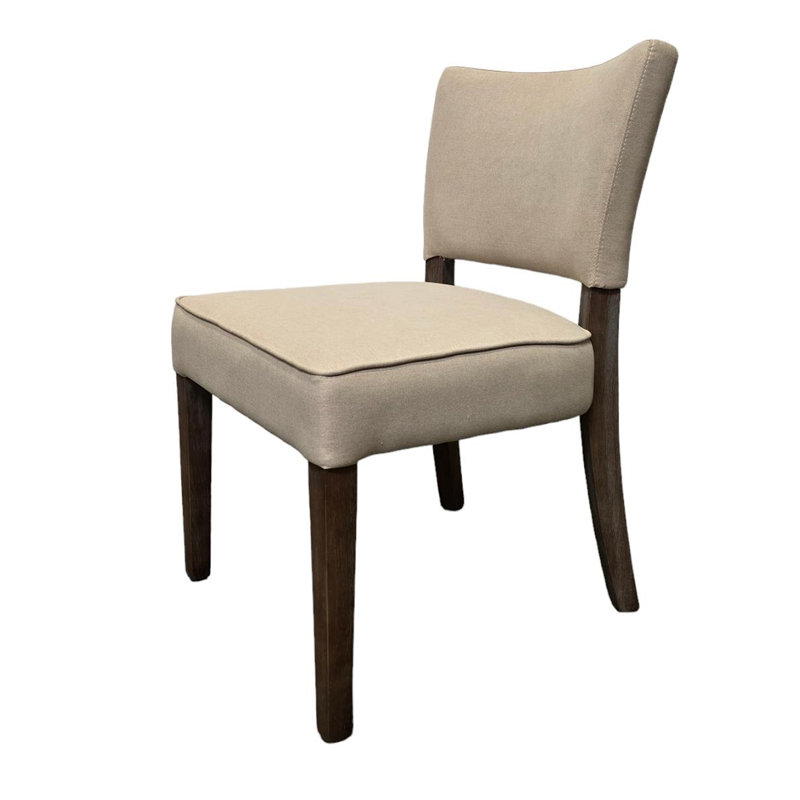 Ensemble de 2 chaises d'appoint de salle à manger Rea, tissu, bois massif, Beige, Brun chêne