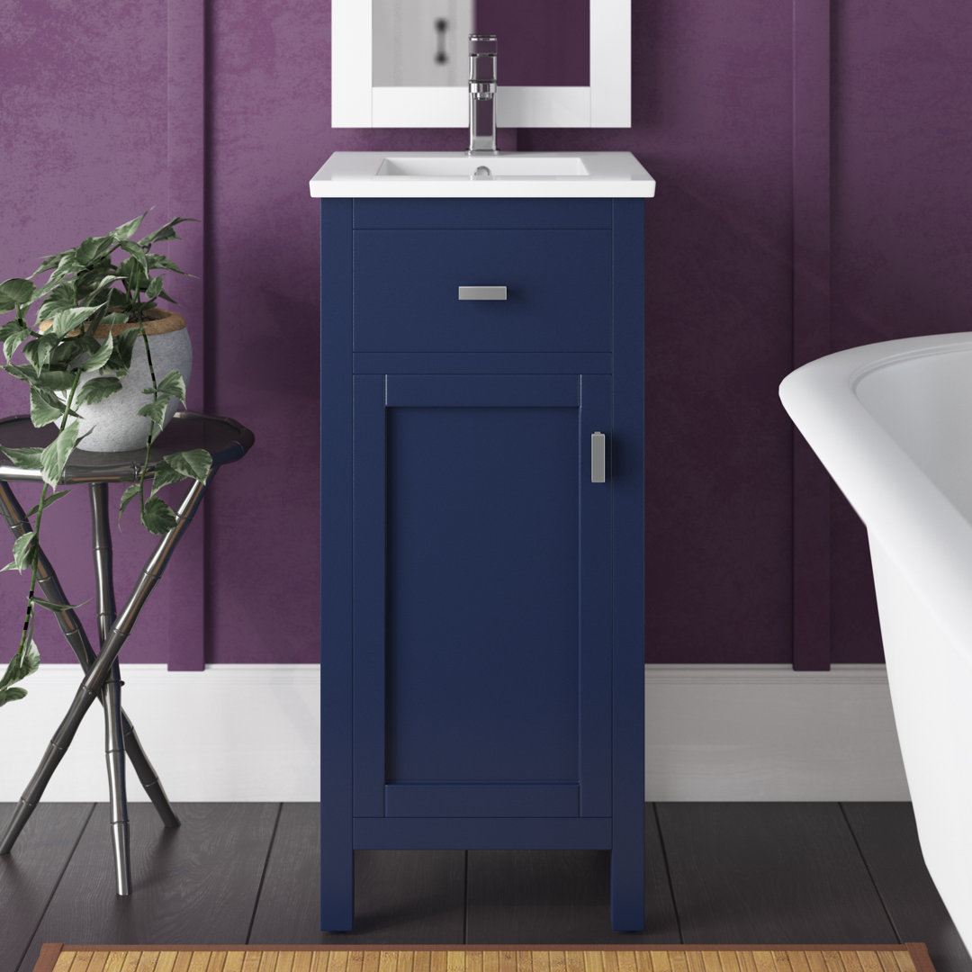 Alessandro 16.375'' Single Bathroom Vanity with Ceramic Top Breakwater Bay Base 