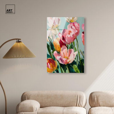 Printemps, tulipes I, impression sur toile, grand art floral par Art Remedy, prêt à accrocher, 24 x 36