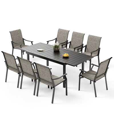 Basima Patio Dining Set with Extendable Rectangular Table