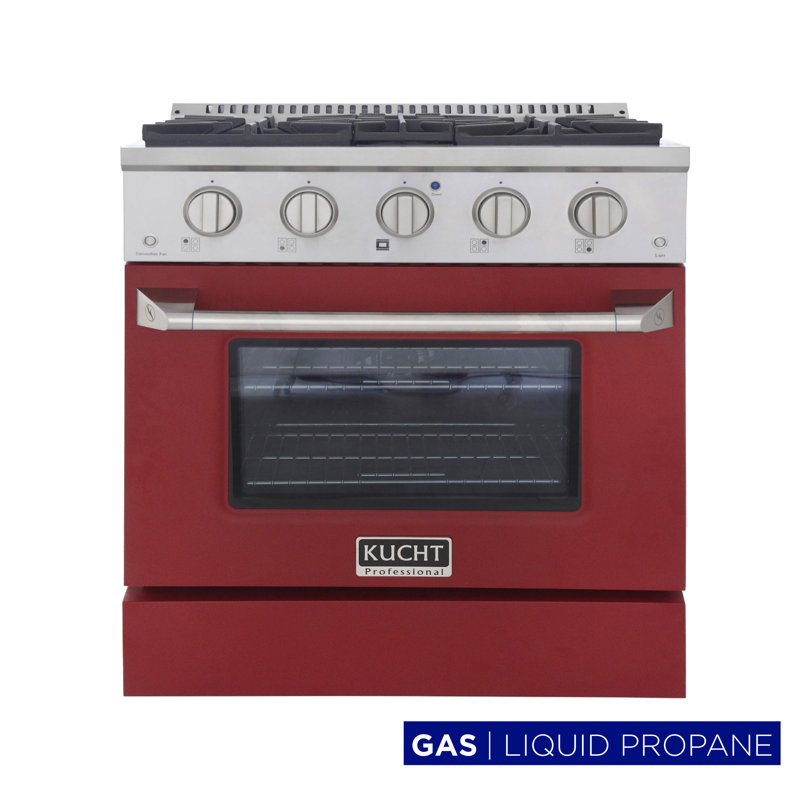 30" 4.2 Cu. ft. Freestanding Gas with Convection Oven, Red, Liquid Propane