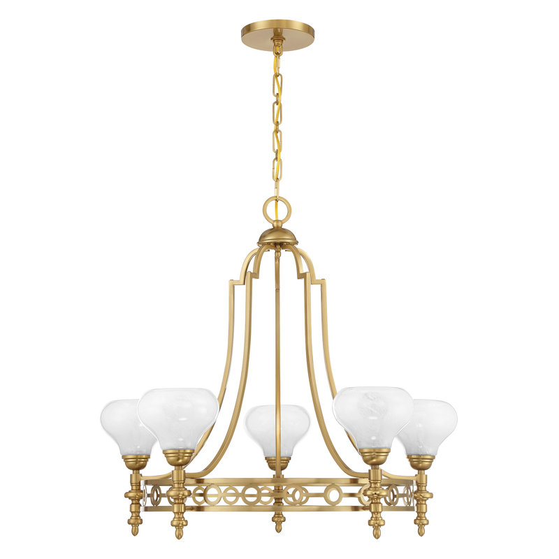 Lustre 5 lumières Hoekstra, Laiton chaleureux