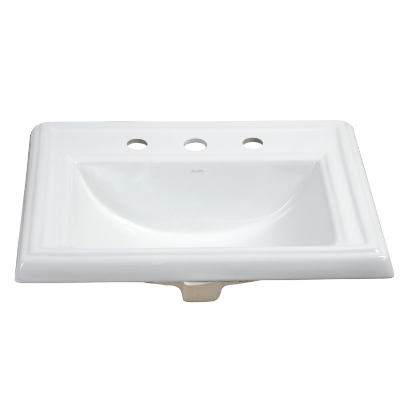 Ruvati 23 x 18 inch Drop In Topmount Bathroom Vanity Sink White Rectangular Porcelain Ceramic with Overflow