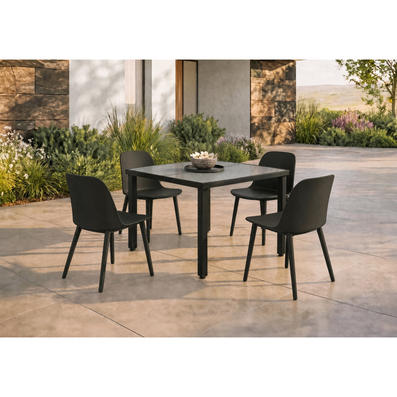 Ensemble de 4 chaises de patio modernes et contemporaines de 84 cm de hauteur - Noir