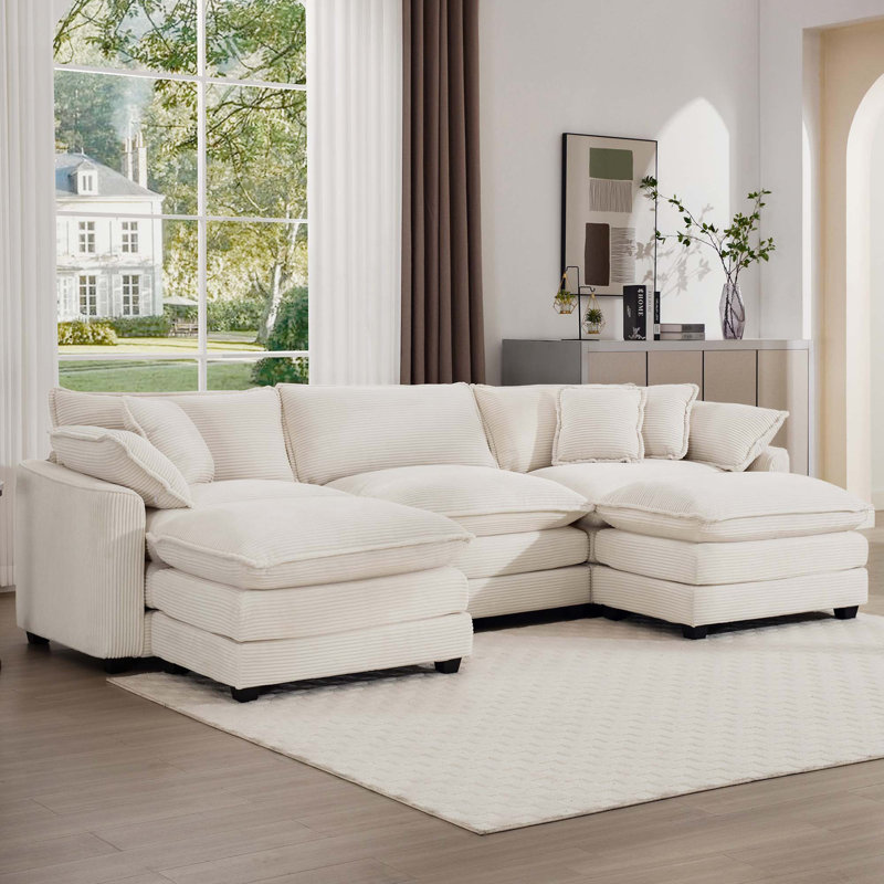Canapé modulaire surdimensionné rembourré en U, Beige