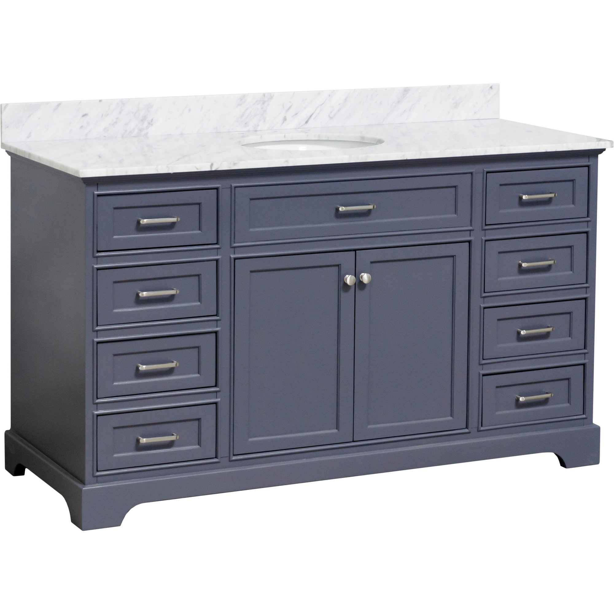 Ronnie 60'' Single Bathroom Vanity, Marine Gray, Carrara Marble