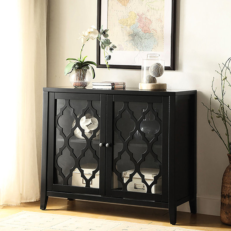 Console noire avec rangement et tablette chic: Elevate Spaces
