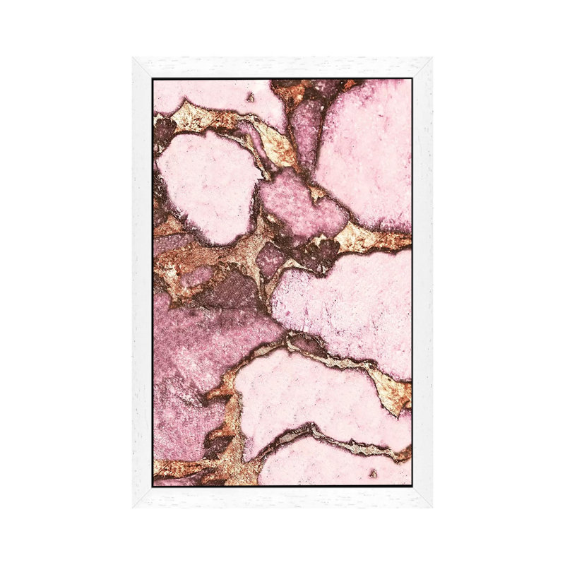 Gemstone And Gold - Pastel Rose by Monika Strigel - Floater Frame Print on Canvas, 66.04 cm H x 45.72 cm W, White Framed