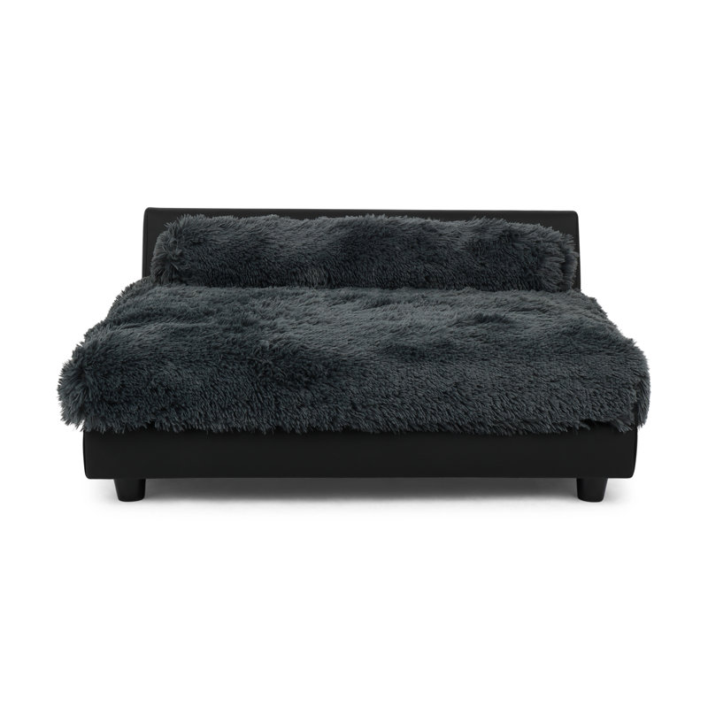Soho Orthopedic Faux Leather Pet Bed, Large (34" W x 29" D x 16" H), Gray