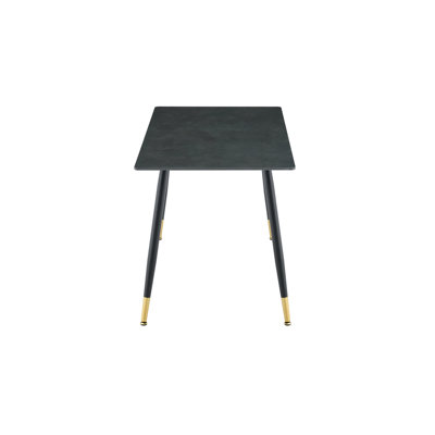 Table de salle à manger rectangulaire moderne, plateau de table en pierre frittée de qualité supérieure avec base en métal robuste, table de cuisine et de salle à manger résistante à la chaleur et aux égratignures (Vic foncé, 1 table)