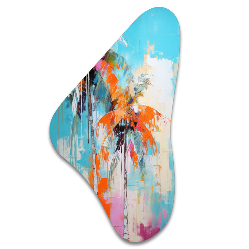 Denio - Art métallique de palmiers asymétriques, sculpture murale en métal de forme unique, H 31 po x l 17 po