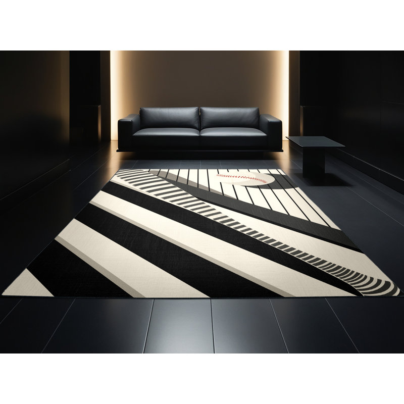 Tapis à rayures doux et moelleux de style baseball américain à rayures Batm, 5 x 8