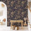 Golden Vintage Flowers and Butterflies Cullison Peel and Stick Wallpaper-1476328213