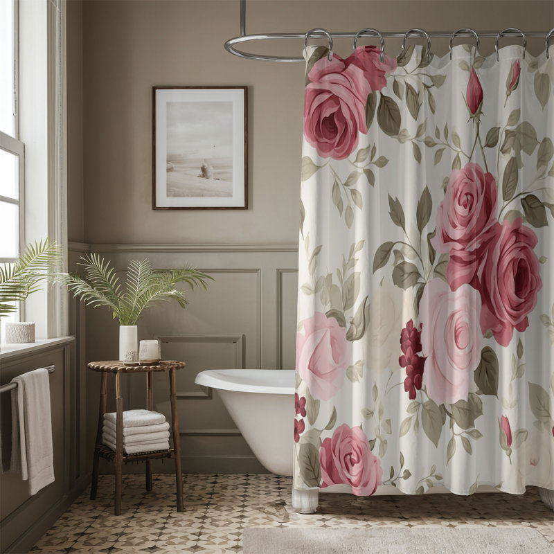Red Passion - Rideau de douche standard 1 pièce, H 74 po x l 71 po