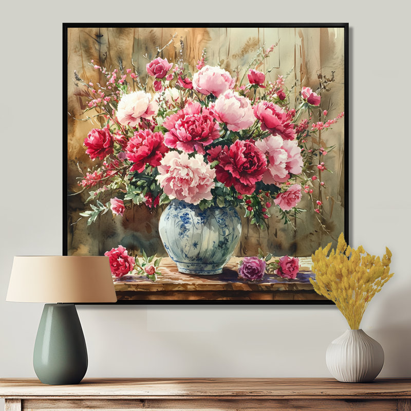 «Rustic Romance Bouquet Of Roses I», art mural large assorti, Impression encadrée flottante, Noir, noir, noir, noir