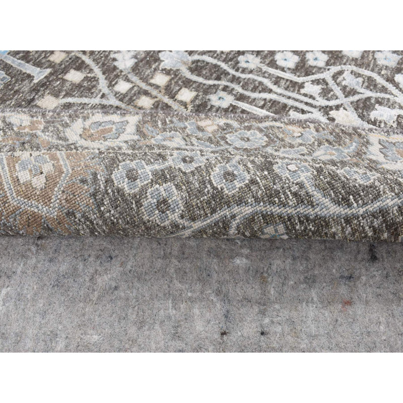 10'x10' Brown Cypress Tree Design Silk with Wool Hand Knotted Round Rug 506568781F814D2E9C3146EF88CD9FA9