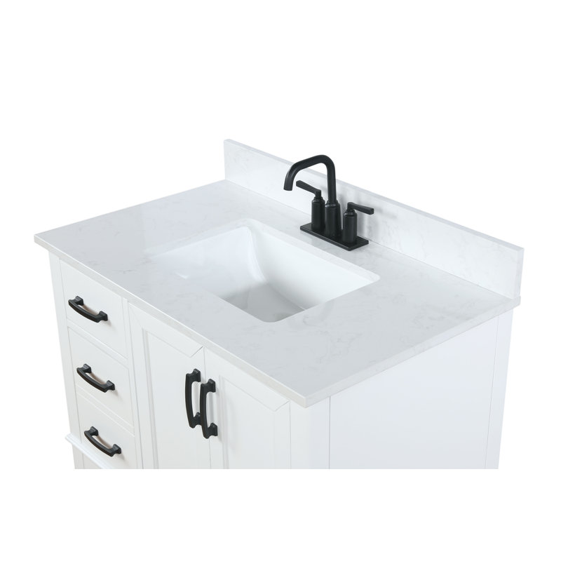 Aleeshia 36'' Single Bathroom Vanity with Engineered Stone Top