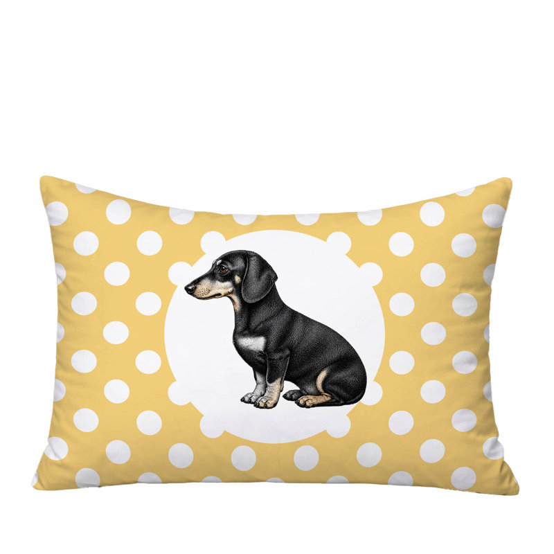 Coussin réversible intérieur / extérieur Dachshund Dog, 25 x 18, Jaune